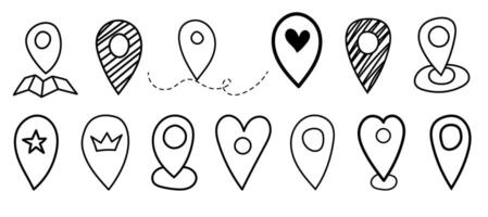 Various styles of location markers and symbols for maps and navigation applications vector