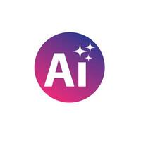 Artificial intelligence star logo generation, colored generate AI button, generated sign, chat with AI application, artificial intelligence online tool concept, command prompt to generate answer vector