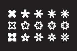 Cross geometric icon set. Asterisk geometric icon collection. Set of star, flower, asterisk abstract decorative badge bundle. technology inspired modern simple symbol logo illustration pack vector