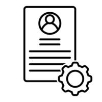 Document settings icon. Outline document settings icon for web design isolated on white background vector