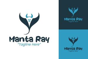 Modern Manta Ray Logo with Clean Lines and Blue Color Scheme for Branding vector