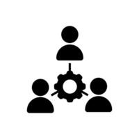 Teamwork icon. Flat black symbol. Pictogram is isolated on a white background. vector