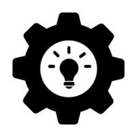 Gear and lightbulb icon. Idea symbol. Flat illustration. vector