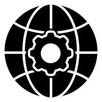 Globe gear line icon, concept illustration, outline symbol, sign, linear symbol. vector