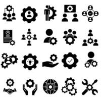 Workshop icon set. Developer illustration sign collection. Engineering symbol design. Teamwork web icons. Containing repair, service center, team building, coaching, meeting and more. vector