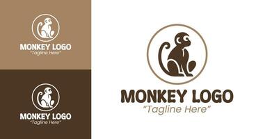 Fun and Dynamic Monkey Logo Design in Brown for Business Identity vector