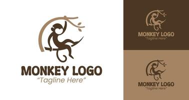 Playful and Clean Monkey Logo Design with Brown for Business Branding vector