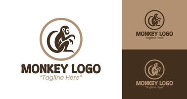 Custom and Professional Monkey Logo in Brown for Branding vector