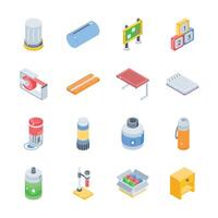 Have a look at this handy set of school and education isometric style icons vector