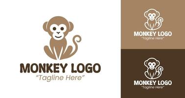 Modern and Unique Monkey Logo with Brown Colors for Branding vector