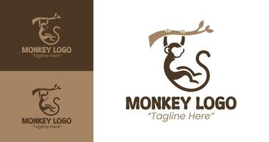 Professional and Creative Monkey Logo for Branding and Business Identity in Brown vector