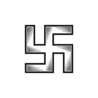 Black and White Swastika Symbol with Linework Design vector