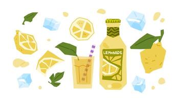 Lemonade Bottle And Drink Elements vector