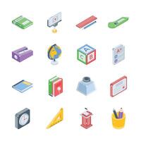 Check this latest bundle of school tools isometric style icons vector