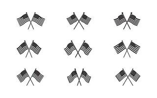 Black and White patterns of Crossed United States Flags on a White Background represent patriotism, national pride, or American-themed events and materials. vector
