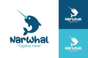 Professional Narwhal Logo Designs with Blue and White Color Scheme vector