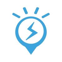 Bright blue marker icon featuring a lightning bolt, symbolizing energy, speed, and quick solutions. Ideal for power related concepts, rapid problem solving, or dynamic alerts in digital designs vector
