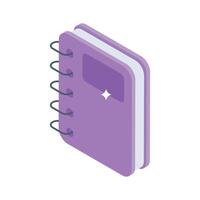 Well crafted isometric icon of personal daily diary notebook vector