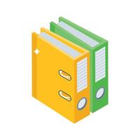 A premium isometric icon of colorful office binders vector