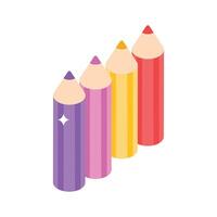 A customizable isometric icon of sharpened colour pencils pack vector