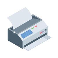 Well designed isometric icon of printer with paper tray vector