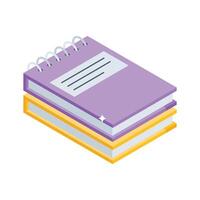 Premium isometric style icon of school notebook vector