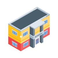 Easy to edit isometric icon of traditional school building vector