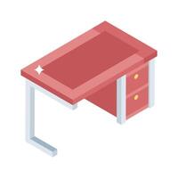 A trendy isometric icon showing wooden classroom table vector