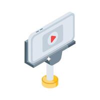 Premium isometric icon showing tutorial screen vector