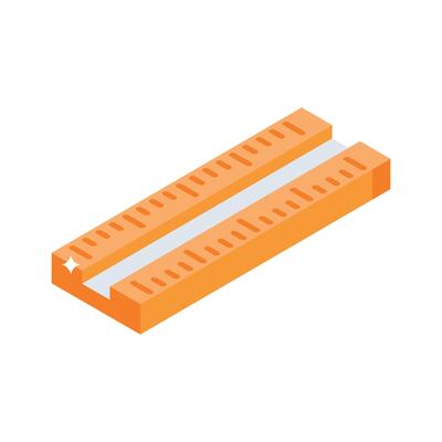 A captivating isometric icon showing standard measuring ruler scale