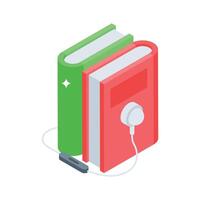 Well designed isometric icon of digital audiobooks vector