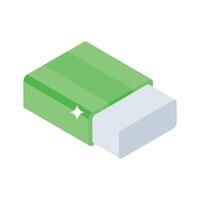 Editable isometric style icon of school eraser vector