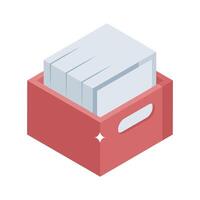 Well crafted isometric icon of tidy paper organizer rack vector