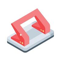 Visually appealing isometric icon of paper hole puncher tool vector