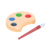 A modern isometric icon of color art palette and brush vector