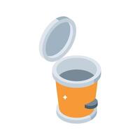 Visually engaging isometric icon of trash bin vector