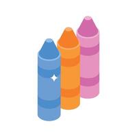 A customizable isometric icon showing crayon set vector
