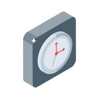 A stylish isometric icon of school clock on wall vector