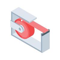 A stylish isometric icon showing adhesive tape dispenser vector