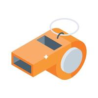 An isometric style icon of colourful sports whistle vector