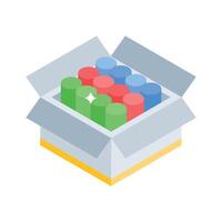 A colorful isometric icon showing dusty classroom chalks vector