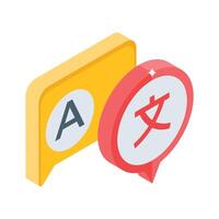 A premium isometric icon showing language learning vector
