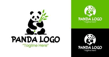Charming Panda with Bamboo for Playful Logo Design in Green vector