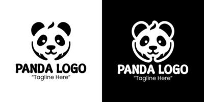 Stylish Panda Logo with Rounded Edges and Playful Expression vector
