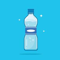plastic water bottle, healthy blue drinking water packed in 380ml PET bottle with ergonomic handle shape, recyclable and easy to store liquid. vector