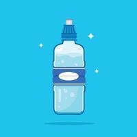 plastic water bottle, healthy blue drinking water packed in 330ml PET bottle with hose end, recyclable and easy to store liquid vector
