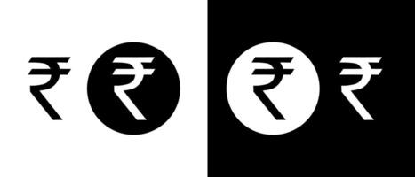 Minimalist black and white indian rupee currency symbols design in contrasting styles vector