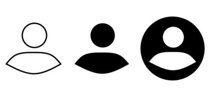 Minimalist black and white user profile icons in different styles and fills vector