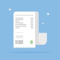 Receipt icon in flat style. payment note isolated on colored background. Paper receipt icon concept. vector