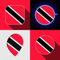 Set of modern icons with the national flag of Trinidad and Tobago. vector